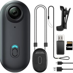 Mini Body Camera, Wearable Action Body Cam, Thumb Size Hands Free Recording Body Worn Camera, Premium Portable Camcorder Mount Anywhere for Pet Walking, Work, Travel (Black, 128GB)