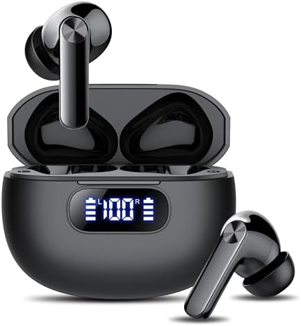 Wireless Earbuds, Bluetooth 5.3 Headphones LED Power Display, 2025 New Wireless Earphones, 4 ENC Noise Cancelling Mic, HiFi Stereo, 48H Playtime Mini Case IP7 Waterproof for Sport Walk