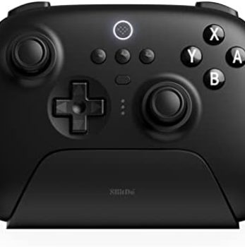 8Bitdo Ultimate Bluetooth Controller with Charging Dock, Wireless Pro Controller with Hall Effect Sensing Joystick, Compatible with Switch, Windows and Steam Deck (Black)