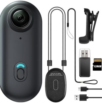 Mini Body Camera, Wearable Action Body Cam, Thumb Size Hands Free Recording Body Worn Camera, Premium Portable Camcorder Mount Anywhere for Pet Walking, Work, Travel (Black, 128GB)