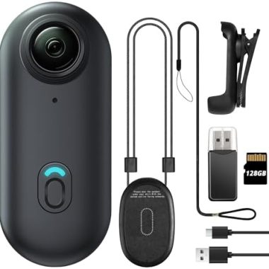 Mini Body Camera, Wearable Action Body Cam, Thumb Size Hands Free Recording Body Worn Camera, Premium Portable Camcorder Mount Anywhere for Pet Walking, Work, Travel (Black, 128GB)